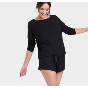 Stars Above Ribbed Pajama Set in Black Size XXL